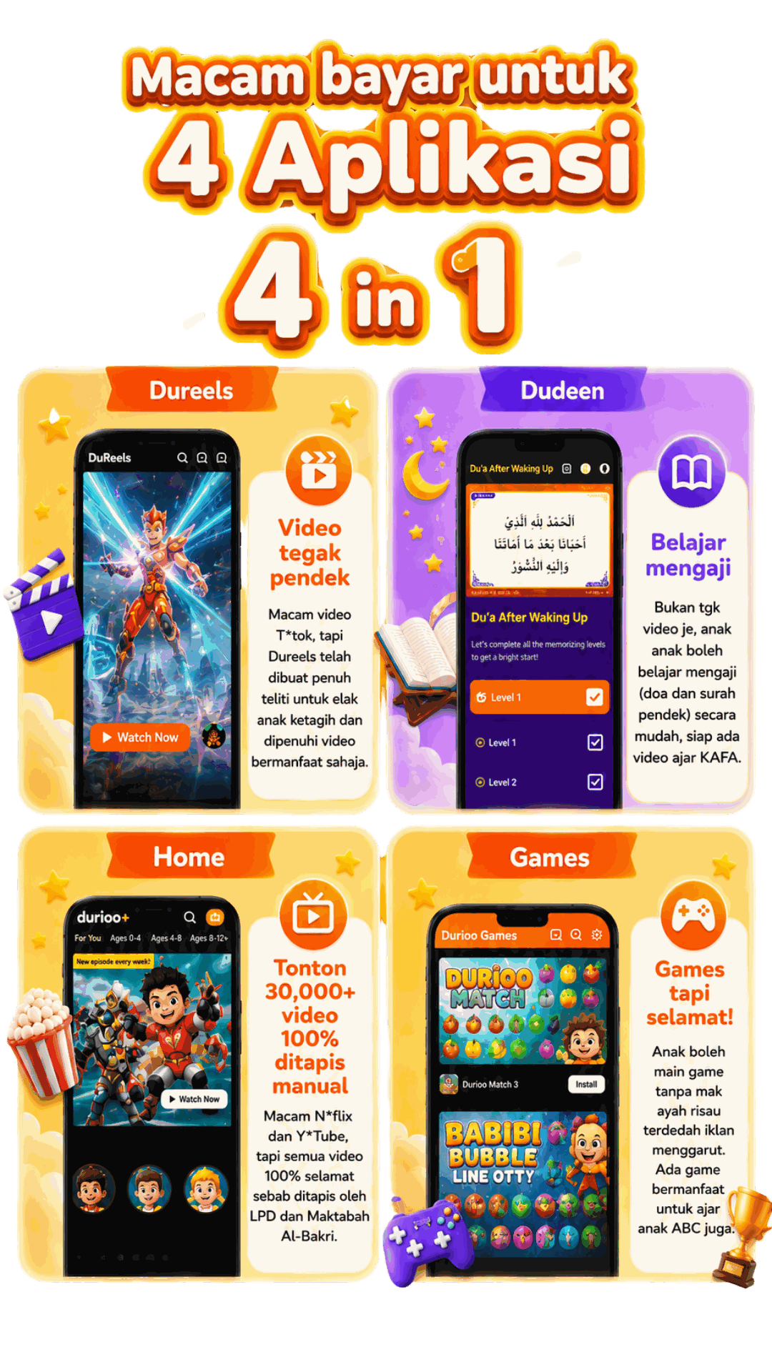 Macam Bayar Untuk 4 Aplikasi 4 in 1 - Mobile
