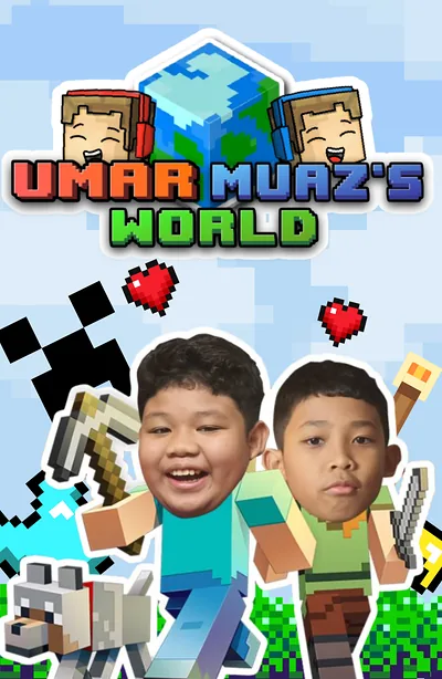Poster Umar Muaz's World, rancangan permainan oleh kanak-kanak Malaysia
