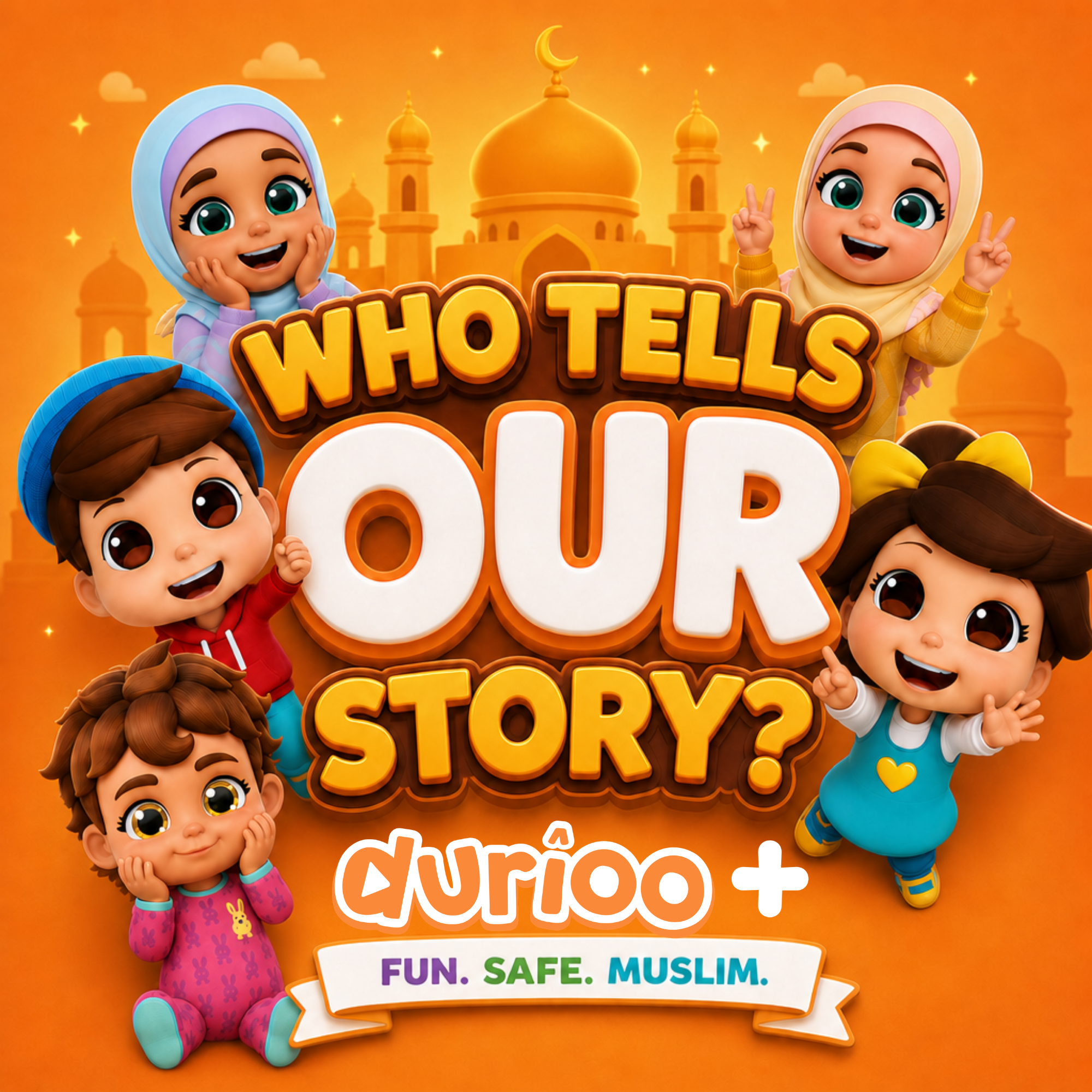 Who Tells Our Story, Durioo+ campaign artwork with Mina, Mila, Little Ammar, Omar and Hana