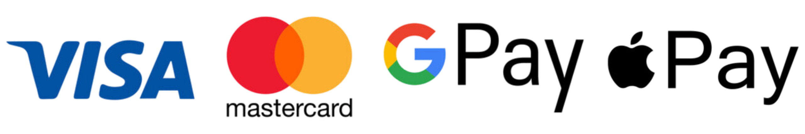 Visa, Mastercard, Google Pay and Apple Pay accepted